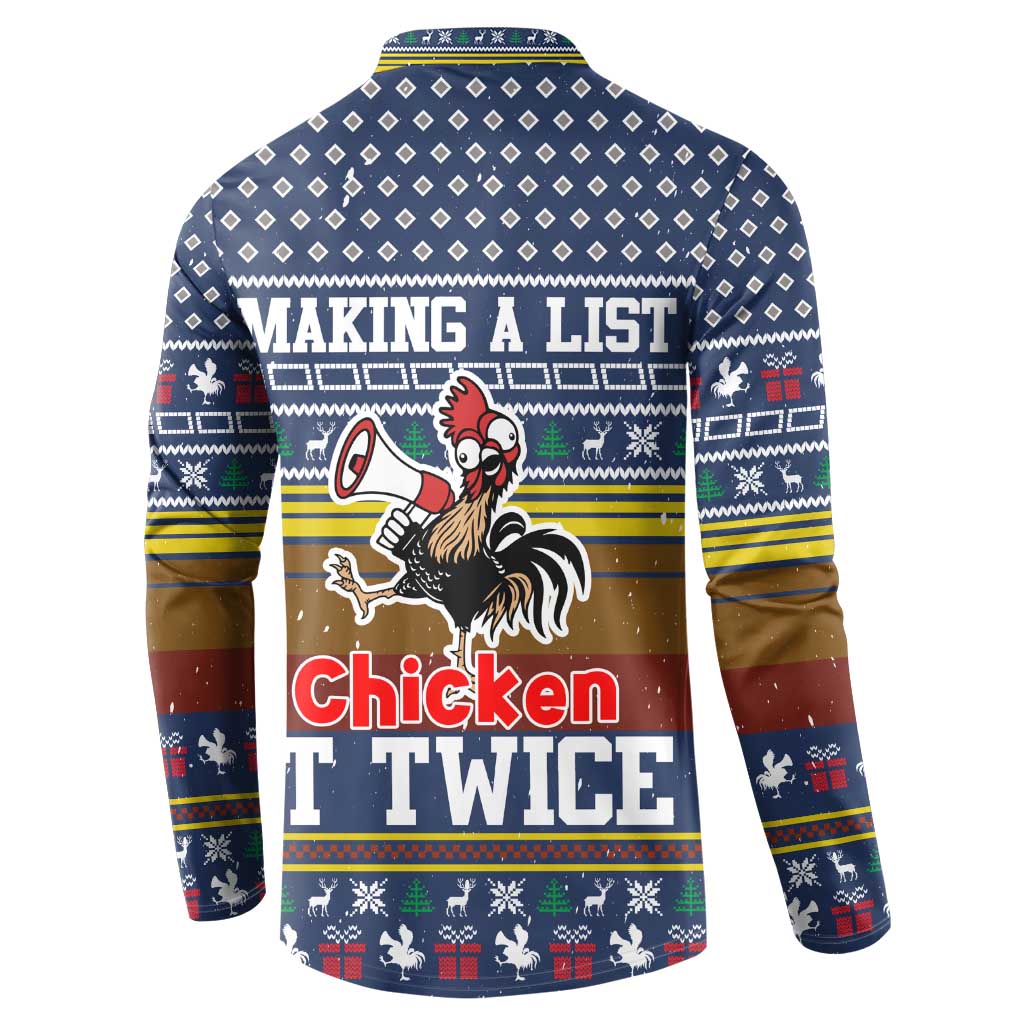 Chicken It Twice Christmas Button Sweatshirt Xmas Holiday Patterns - Wonder Print Shop