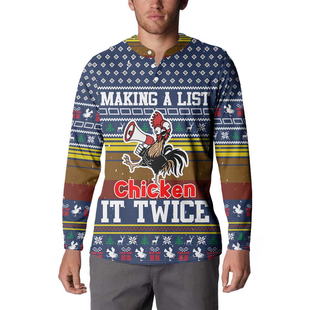Chicken It Twice Christmas Button Sweatshirt Xmas Holiday Patterns - Wonder Print Shop