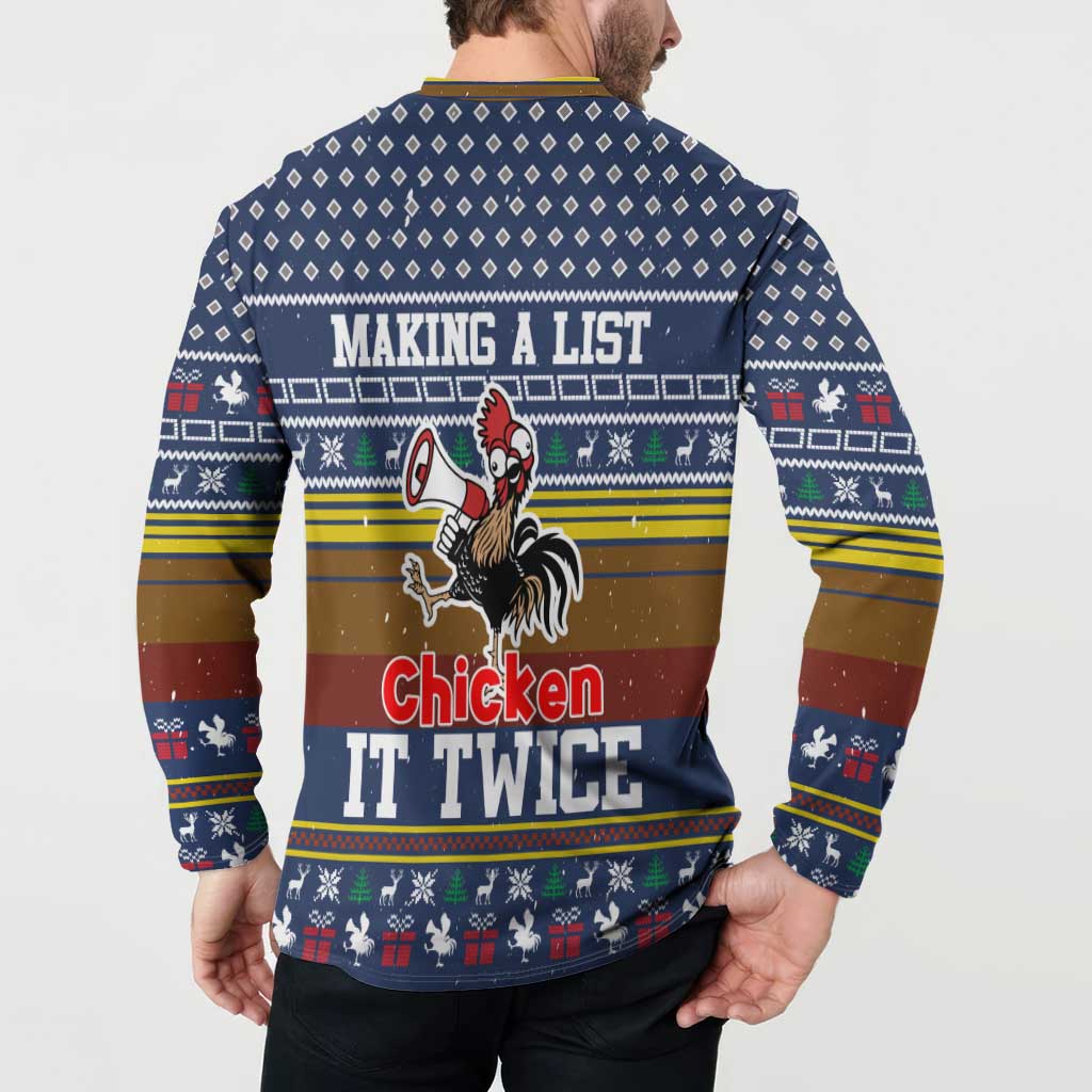 Chicken It Twice Christmas Button Sweatshirt Xmas Holiday Patterns - Wonder Print Shop