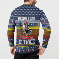 Chicken It Twice Christmas Button Sweatshirt Xmas Holiday Patterns - Wonder Print Shop