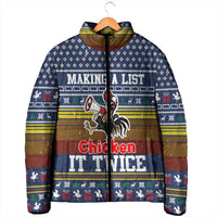 Chicken It Twice Christmas Padded Jacket Xmas Holiday Patterns - Wonder Print Shop
