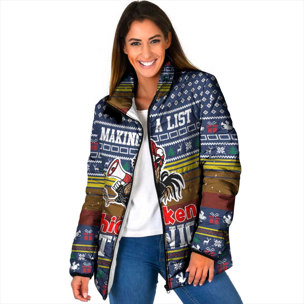 Chicken It Twice Christmas Padded Jacket Xmas Holiday Patterns - Wonder Print Shop