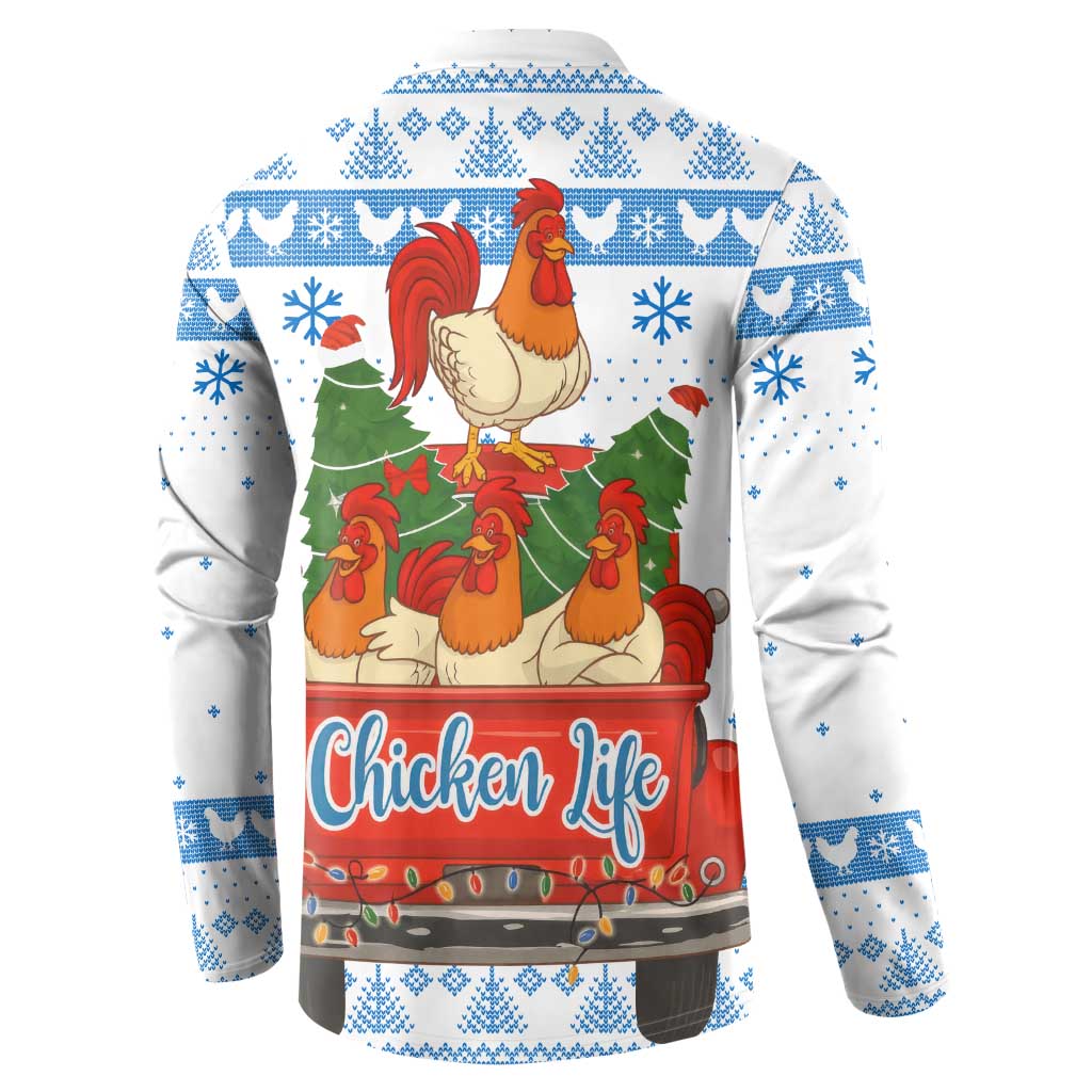 Chicken Life Christmas Button Sweatshirt Xmas Holiday Patterns - Wonder Print Shop
