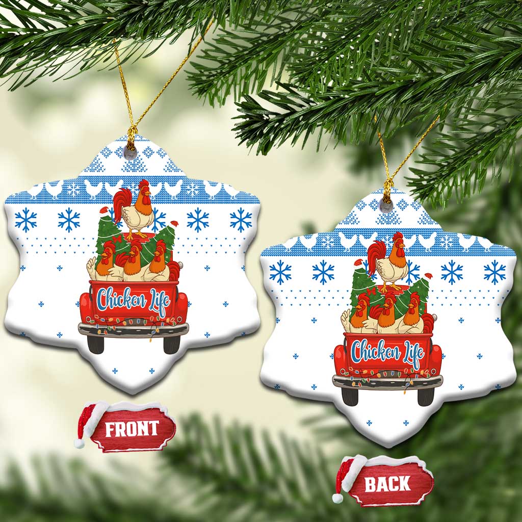 Chicken Life Christmas Ceramic Ornament Xmas Holiday Patterns - Wonder Print Shop