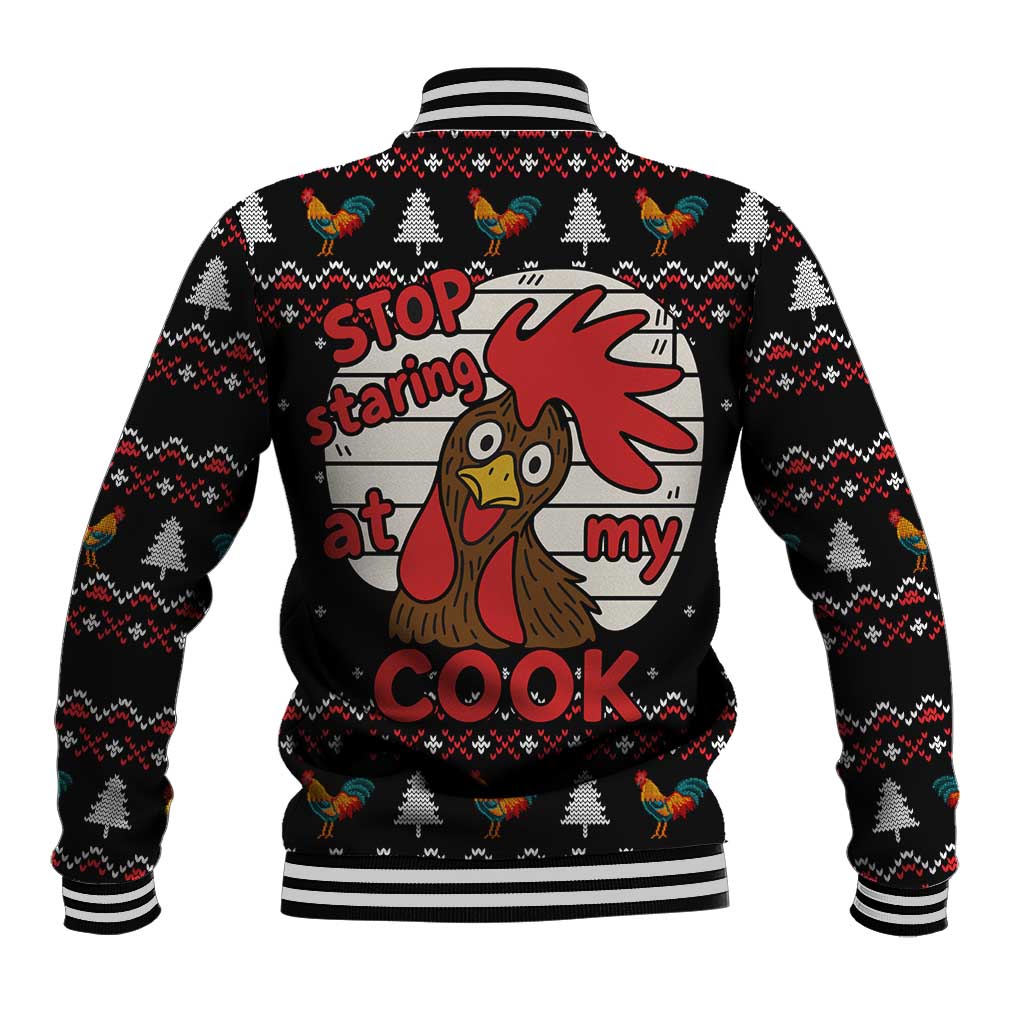 Chicken Stop Christmas Baseball Jacket Xmas Holiday Patterns - Wonder Print Shop
