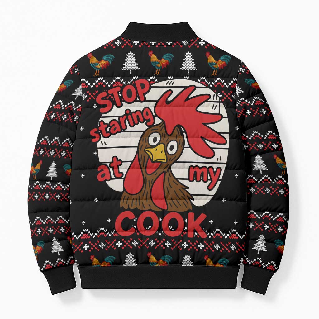 Chicken Stop Christmas Bomber Puffer Jacket Xmas Holiday Patterns - Wonder Print Shop