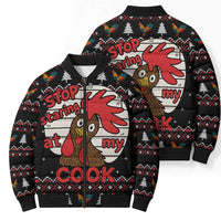 Chicken Stop Christmas Bomber Puffer Jacket Xmas Holiday Patterns - Wonder Print Shop