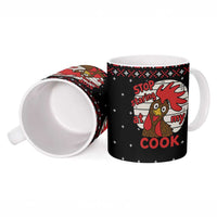 Chicken Stop Christmas Ceramic Mug Xmas Holiday Patterns - Wonder Print Shop