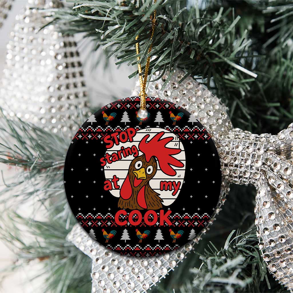 Chicken Stop Christmas Ceramic Ornament Xmas Holiday Patterns - Wonder Print Shop