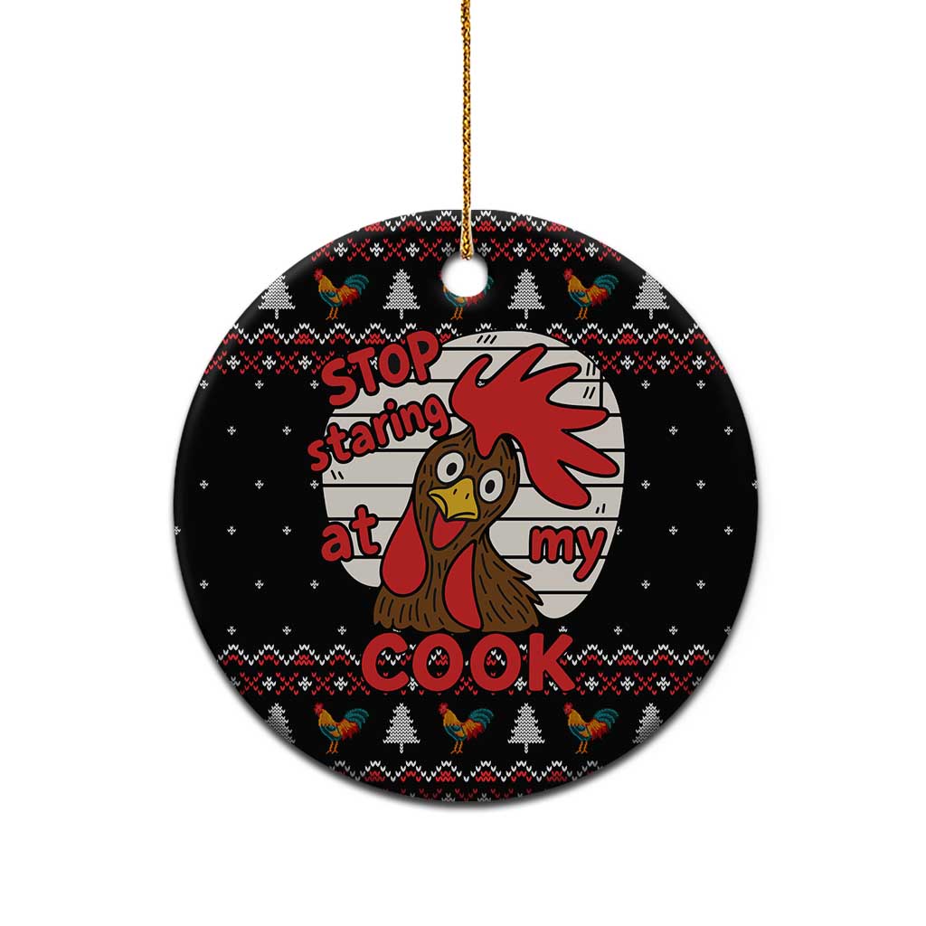 Chicken Stop Christmas Ceramic Ornament Xmas Holiday Patterns - Wonder Print Shop