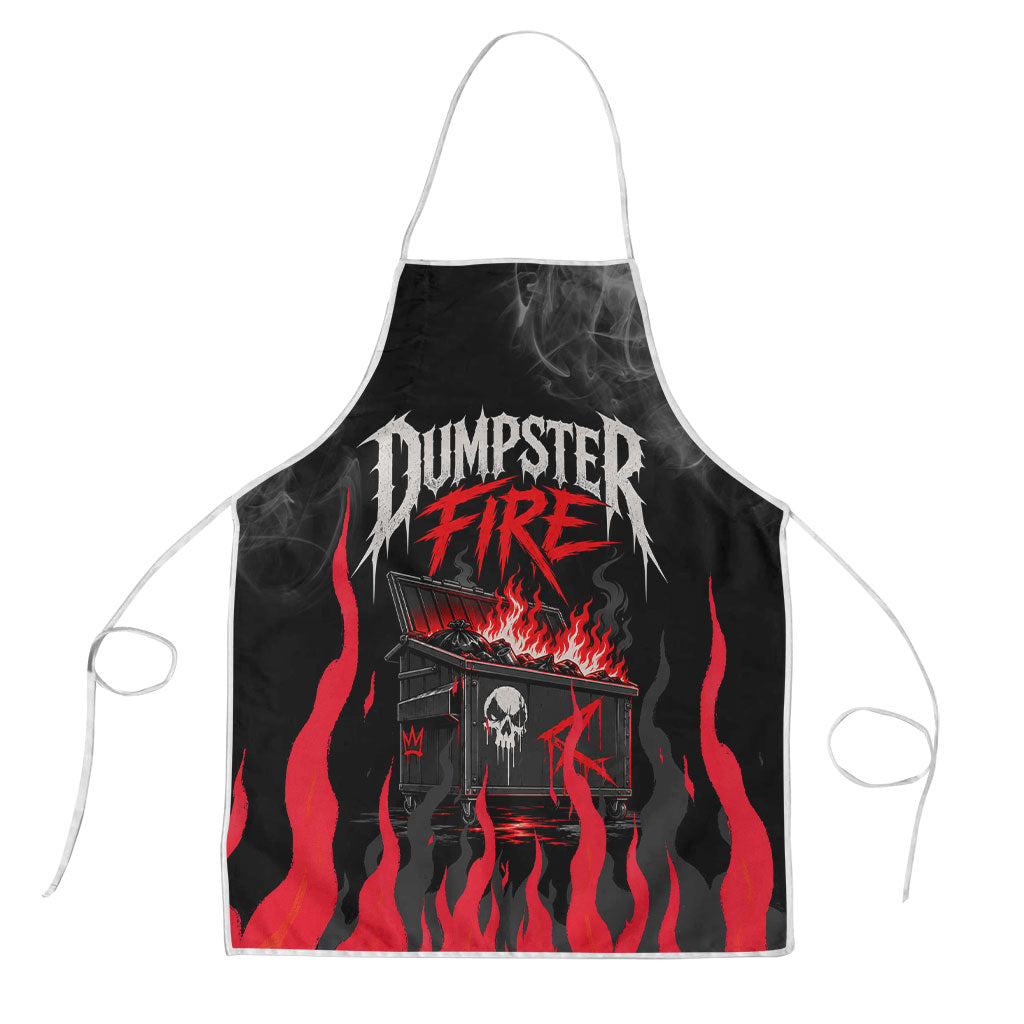 Dumpster Fire Everything's Fine Apron Dark Heavy Metal Flame Skull Sarcastic Art