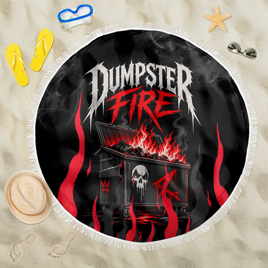 Dumpster Fire Everything's Fine Beach Blanket Dark Heavy Metal Flame Skull Sarcastic Art