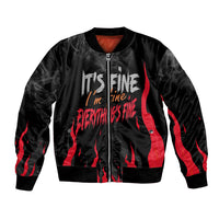 Dumpster Fire Everything's Fine Bomber Jacket Dark Heavy Metal Flame Skull Sarcastic Art