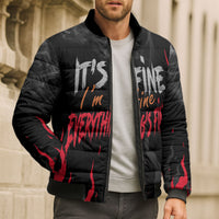 Dumpster Fire Everything's Fine Bomber Puffer Jacket Dark Heavy Metal Flame Skull Sarcastic Art