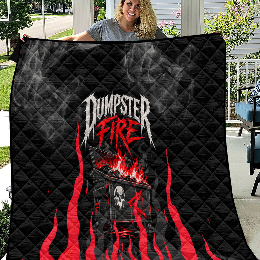 Dumpster Fire Everything's Fine Quilt Dark Heavy Metal Flame Skull Sarcastic Art