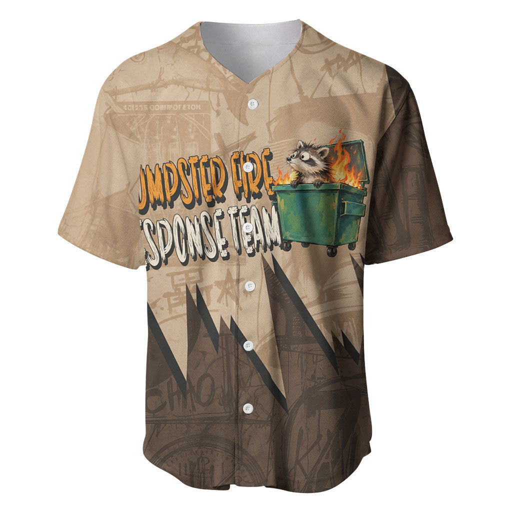 Dumpster Fire Response Team Baseball Jersey Funny Raccoon Cartoon Vintage Grunge Collage