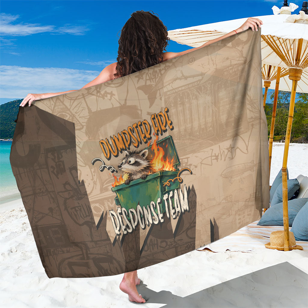 Dumpster Fire Response Team Sarong Funny Raccoon Cartoon Vintage Grunge Collage
