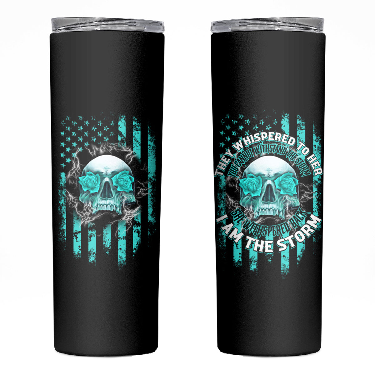 I Am The Storm Skul Skinny Tumbler - Wonder Print Shop