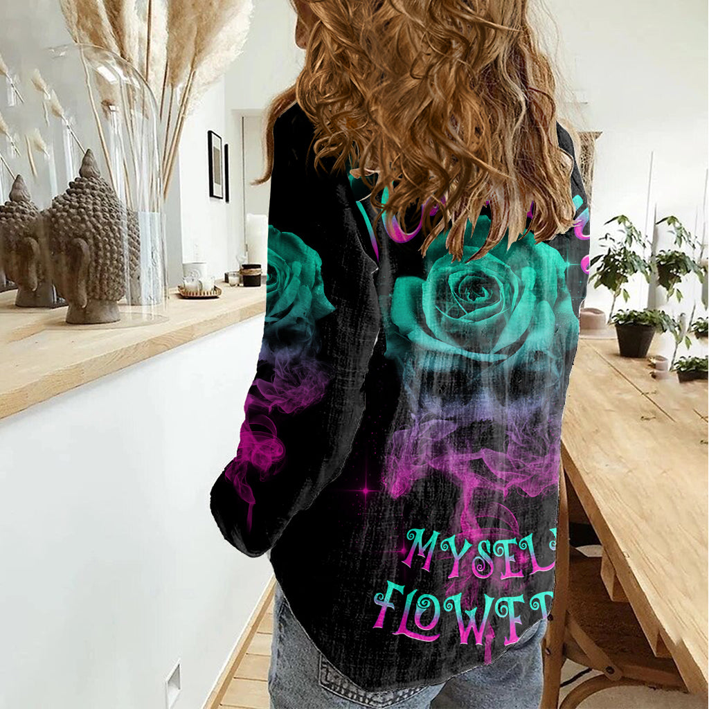 i-can-buy-myself-flowers-smoke-rose-skull-women-casual-shirt