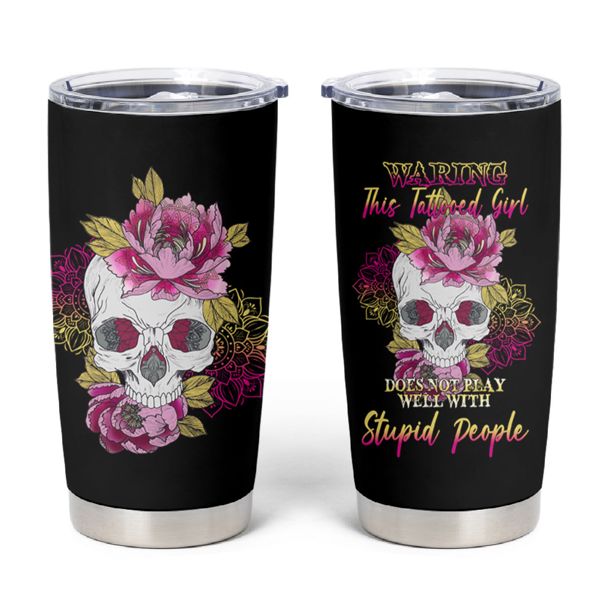 Warning This Tattooed Girl Tumbler Cup - Wonder Print Shop