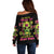 Warning This Tattooed Girl Flower Sugar Skull Off Shoulder Sweater - Wonder Print Shop