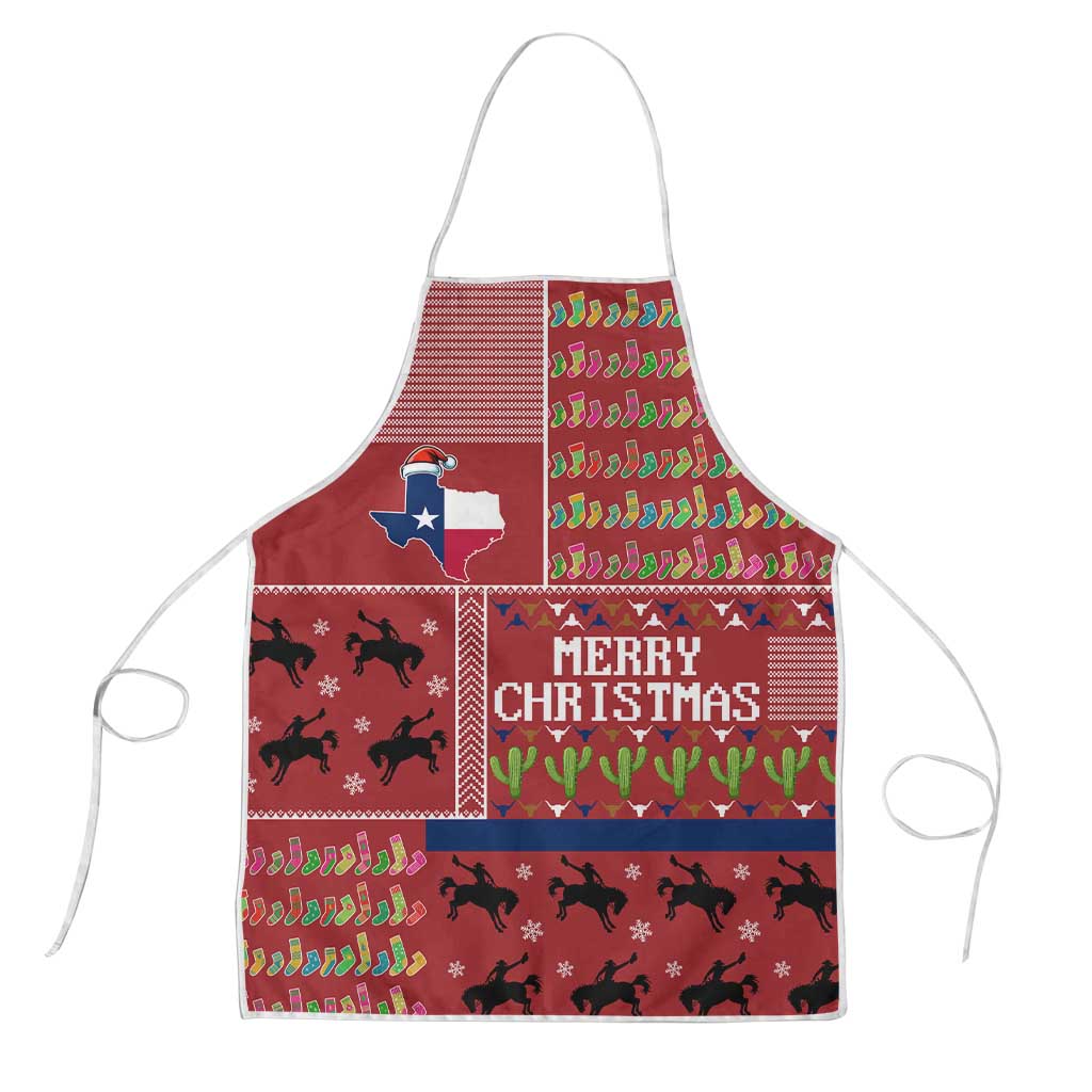 Texas Map Merry Christmas Apron Xmas Holiday Patterns - Wonder Print Shop