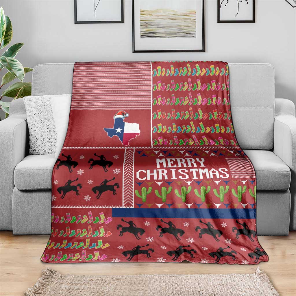 Texas Map Merry Christmas Blanket Xmas Holiday Patterns - Wonder Print Shop