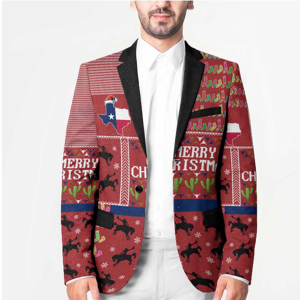 Texas Map Merry Christmas Blazer Xmas Holiday Patterns - Wonder Print Shop