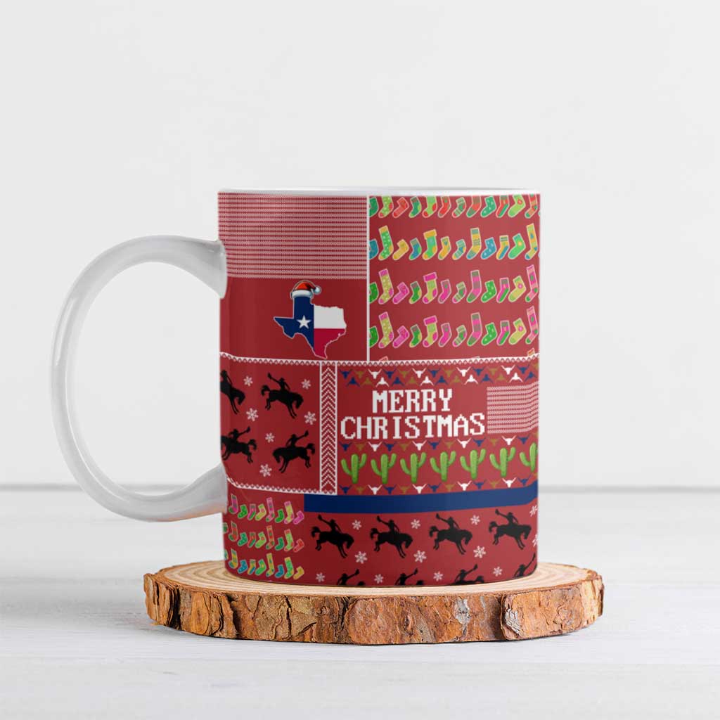 Texas Map Merry Christmas Ceramic Mug Xmas Holiday Patterns - Wonder Print Shop