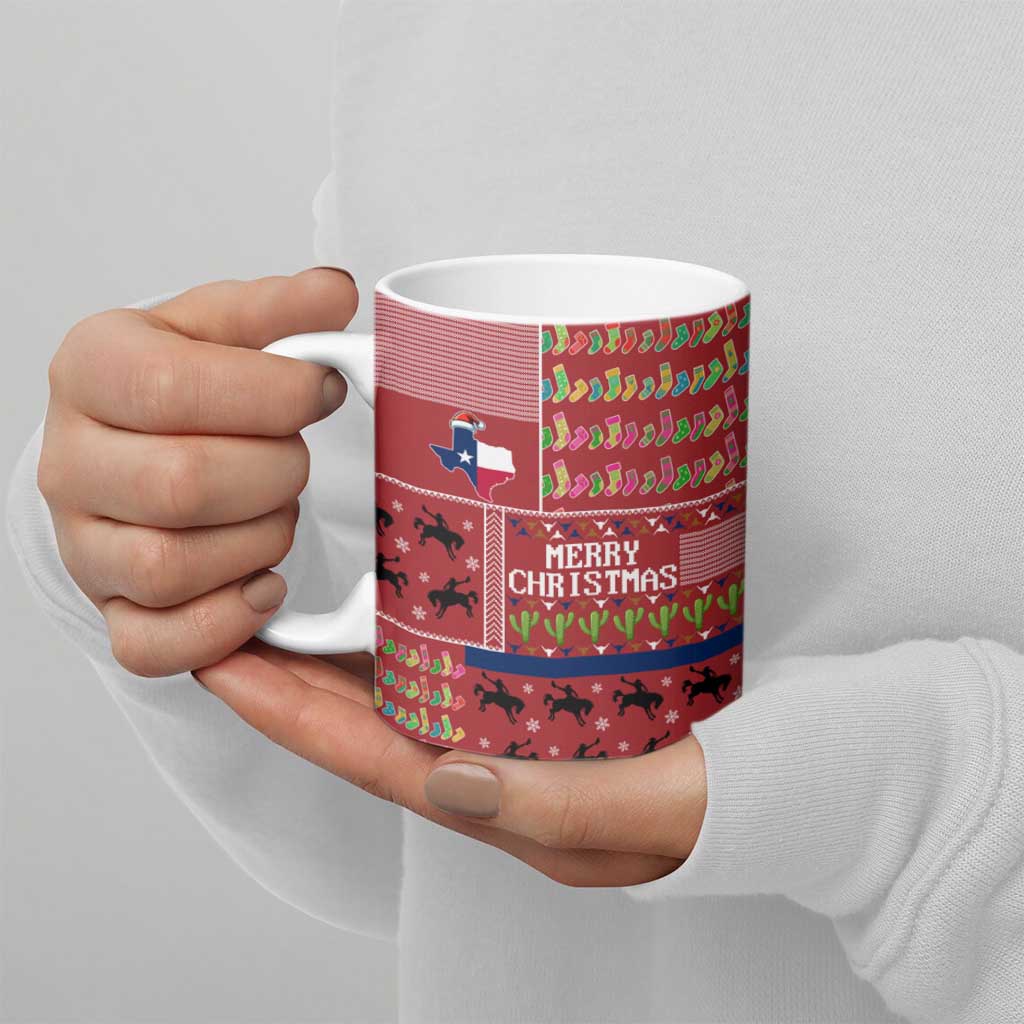 Texas Map Merry Christmas Ceramic Mug Xmas Holiday Patterns - Wonder Print Shop