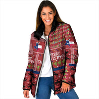 Texas Map Merry Christmas Padded Jacket Xmas Holiday Patterns - Wonder Print Shop