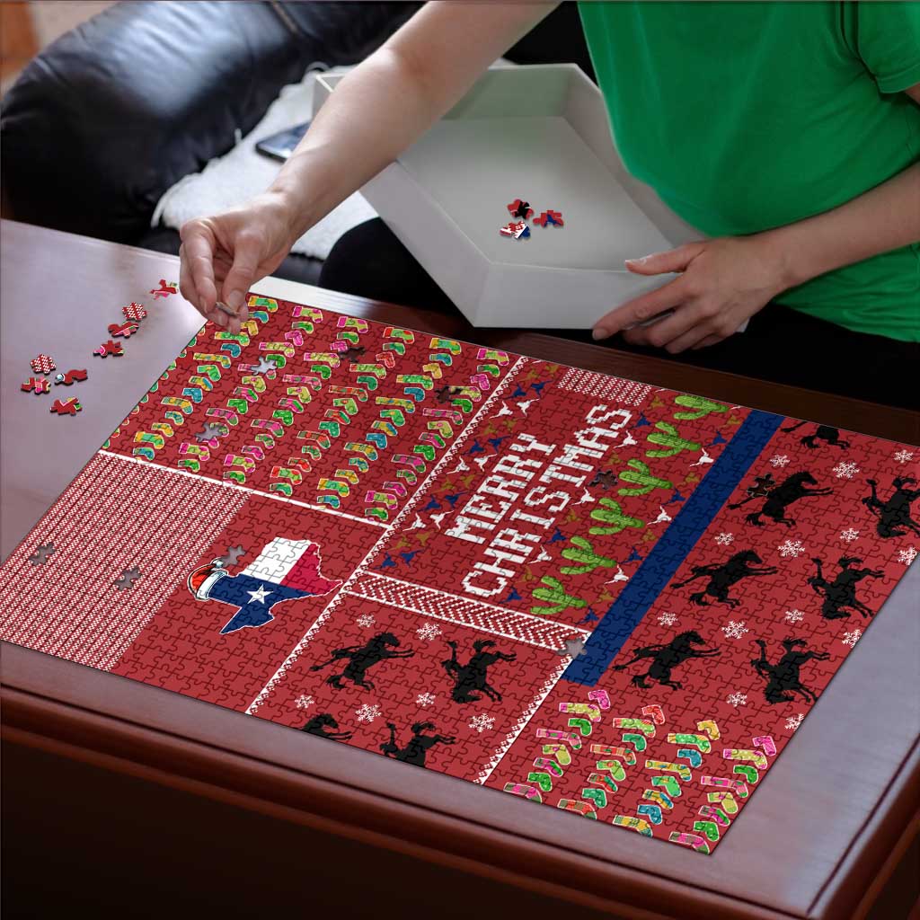 Texas Map Merry Christmas Puzzle Xmas Holiday Patterns - Wonder Print Shop