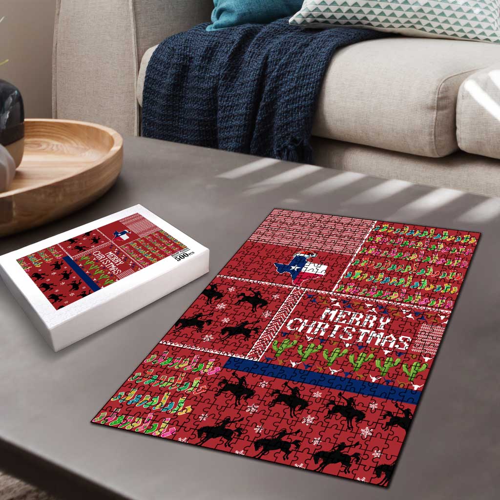 Texas Map Merry Christmas Puzzle Xmas Holiday Patterns - Wonder Print Shop