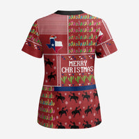 Texas Map Merry Christmas Scrub Top Xmas Holiday Patterns - Wonder Print Shop