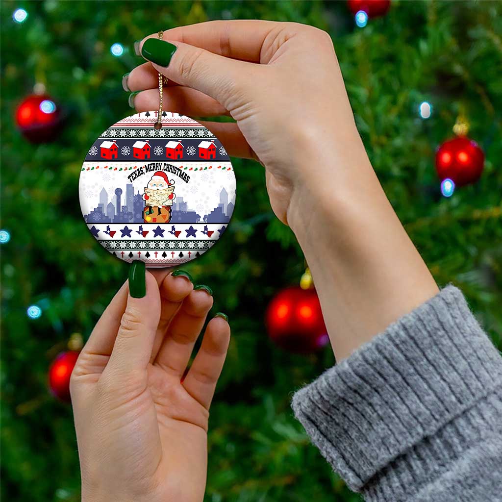 Texas Santa Christmas Ceramic Ornament Xmas Holiday Patterns - Wonder Print Shop