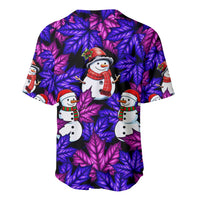 Christmas Snowman Leaves Baseball Jersey Xmas Holiday Patterns - Wonder Print Shop