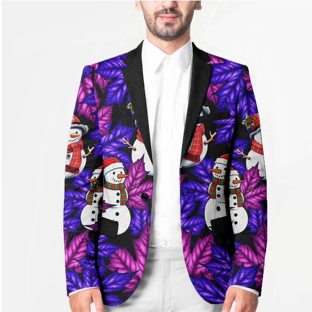 Christmas Snowman Leaves Blazer Xmas Holiday Patterns - Wonder Print Shop
