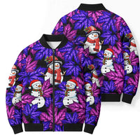 Christmas Snowman Leaves Bomber Puffer Jacket Xmas Holiday Patterns - Wonder Print Shop