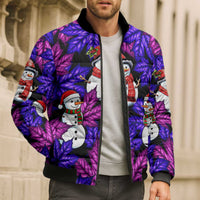 Christmas Snowman Leaves Bomber Puffer Jacket Xmas Holiday Patterns - Wonder Print Shop