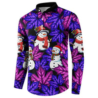 Christmas Snowman Leaves Button Sweatshirt Xmas Holiday Patterns - Wonder Print Shop