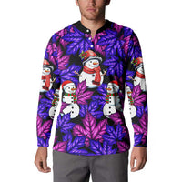 Christmas Snowman Leaves Button Sweatshirt Xmas Holiday Patterns - Wonder Print Shop