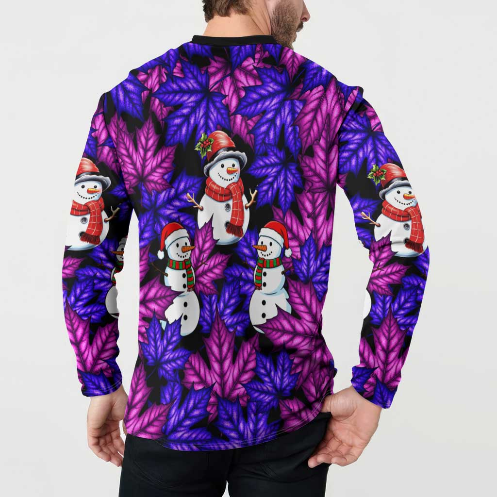 Christmas Snowman Leaves Button Sweatshirt Xmas Holiday Patterns - Wonder Print Shop
