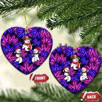 Christmas Snowman Leaves Ceramic Ornament Xmas Holiday Patterns - Wonder Print Shop