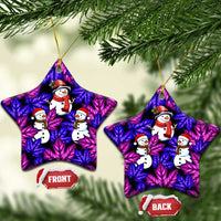 Christmas Snowman Leaves Ceramic Ornament Xmas Holiday Patterns - Wonder Print Shop