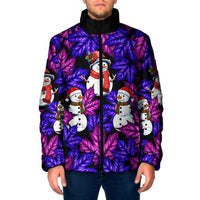 Christmas Snowman Leaves Padded Jacket Xmas Holiday Patterns - Wonder Print Shop