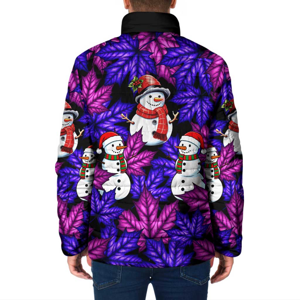 Christmas Snowman Leaves Padded Jacket Xmas Holiday Patterns - Wonder Print Shop