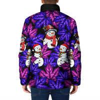 Christmas Snowman Leaves Padded Jacket Xmas Holiday Patterns - Wonder Print Shop
