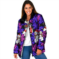 Christmas Snowman Leaves Padded Jacket Xmas Holiday Patterns - Wonder Print Shop