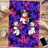 Christmas Snowman Leaves Puzzle Xmas Holiday Patterns - Wonder Print Shop