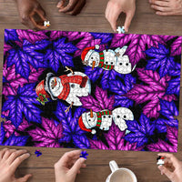 Christmas Snowman Leaves Puzzle Xmas Holiday Patterns - Wonder Print Shop